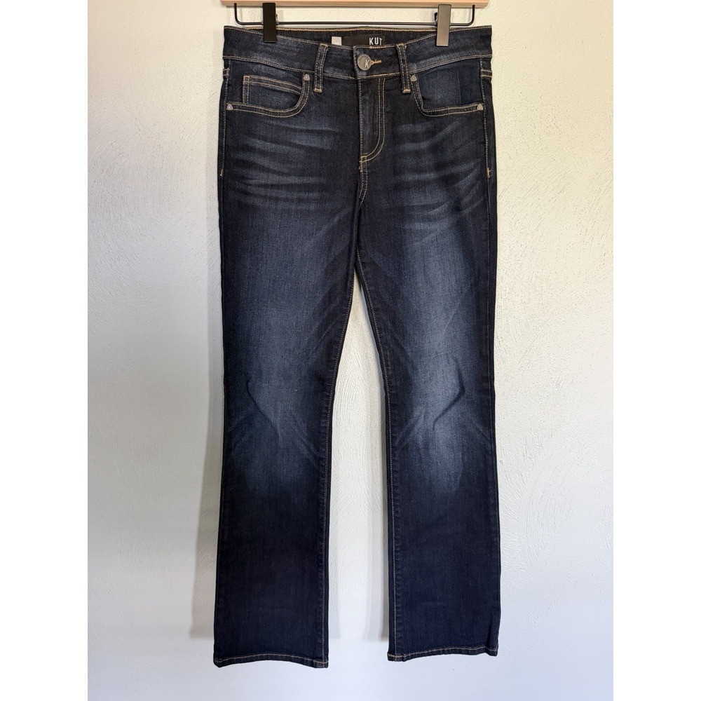 Kut from the Kloth Natalie Kurvy Bootcut Dark Wash Jeans 4P Whiskering Petite
